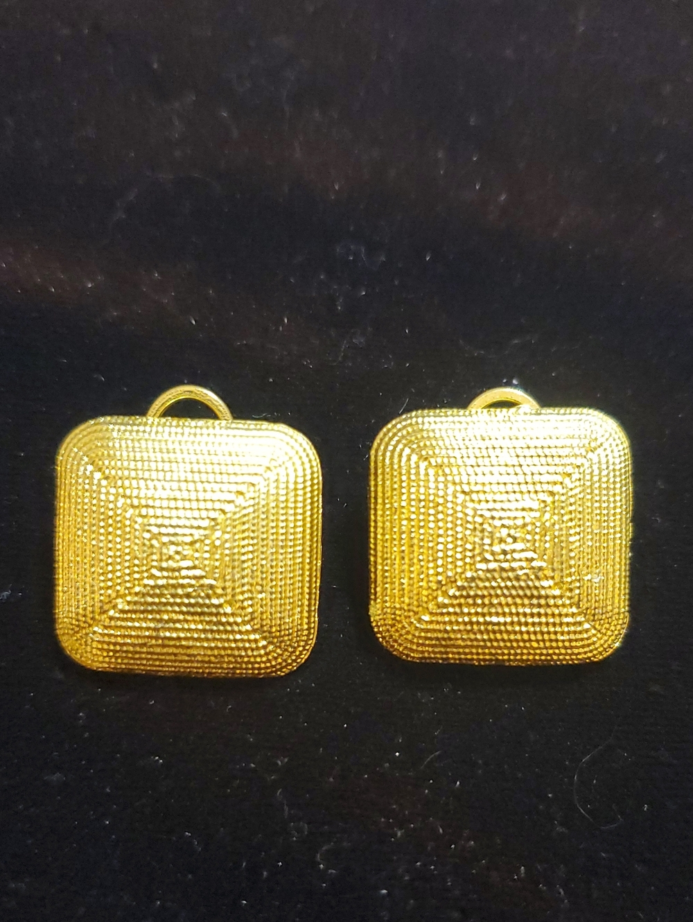 Textured Gold Square Clip-On Earrings